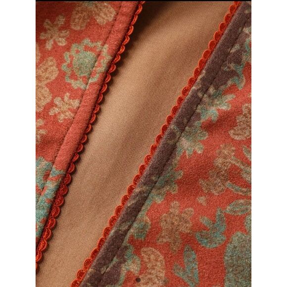 Cider Retro Floral Striped Cut Out Mini Dress Fall Keyhole Size XL - Picture 7 of 7